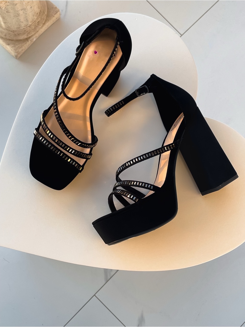 Black Strappy Platform Block Heel Sandals